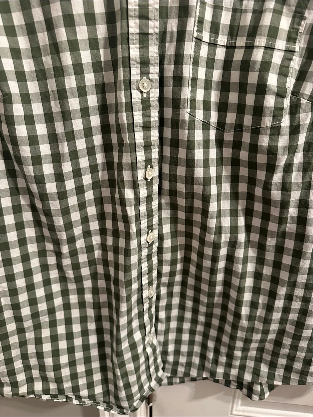 J. Crew Green and White Gingham Button-Down Shirt